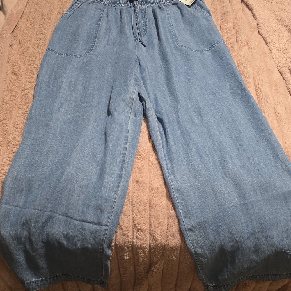 beach lounge Denim Blue Wide-Leg Jeans